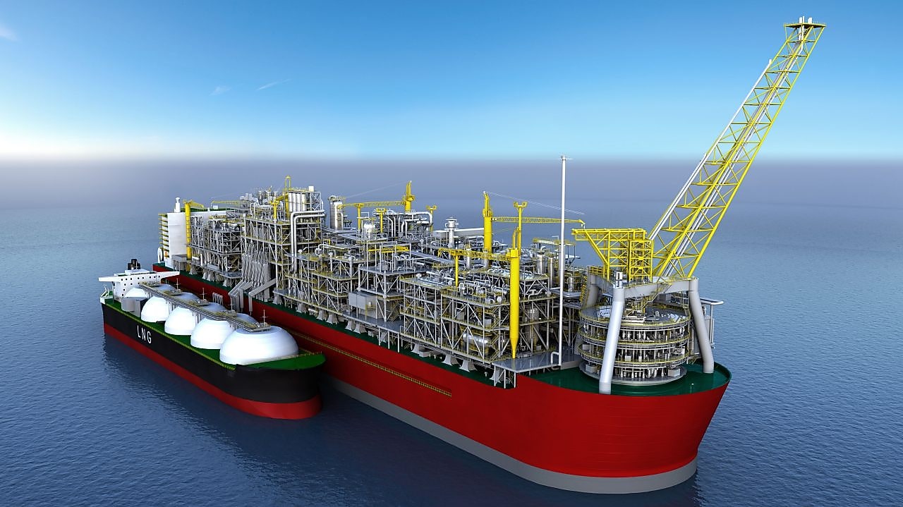 Prelude 유동 액화 천연 가스 플랫폼의 시각적 인상