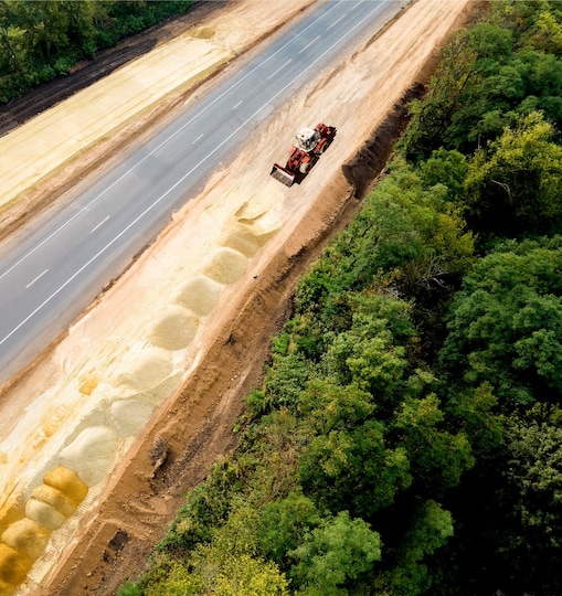 Construction infrastructure project in green area